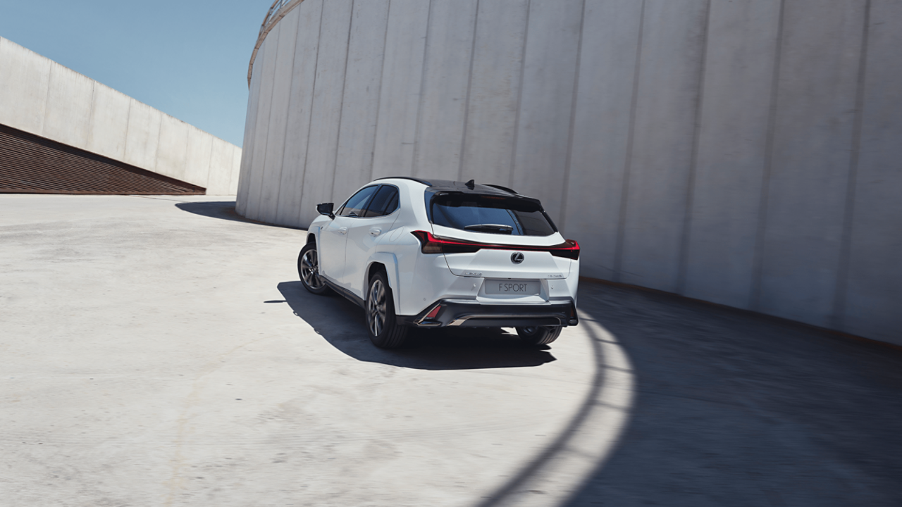 Lexus UX driving in a rural area 